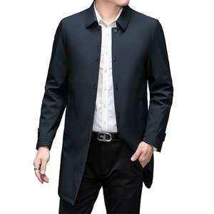 DZ62199钱塘2020-3中年男士长款商务休闲翻领简约冬季风衣P170图片