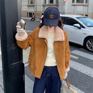 新款大货已出  皮毛一体羊羔毛短外套 2D014-10032-P195-K288图片
