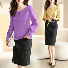 2023春夏季时尚简约大方气质优雅收腰显瘦休闲修身百搭潮流两件套，女装套装/套裙，时尚俏佳人