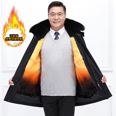 高品质男中老年可拆卸内胆真皮草兔毛狐狸毛派克服中长款外套，商品下架区，钱塘723
