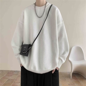 纯色毛衣秋冬cleanfit针织衫美式慵懒风宽松圆领外套6204-P42网图图片