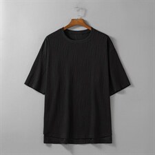 T6058/P35高品质挂拍垂感冰丝短袖T恤男装潮宽松克莱因蓝上衣控48图片