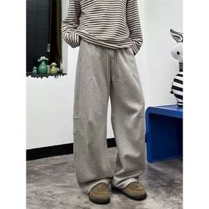 高品质秋季弯刀卫裤男宽松拖地阔腿休闲长裤K2505特P65加绒75图片