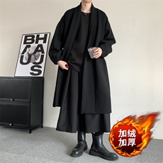 冬季暗黑山本耀司中长款风衣加绒加厚加肥加大码长款男女保暖大衣，男装风衣，星座909