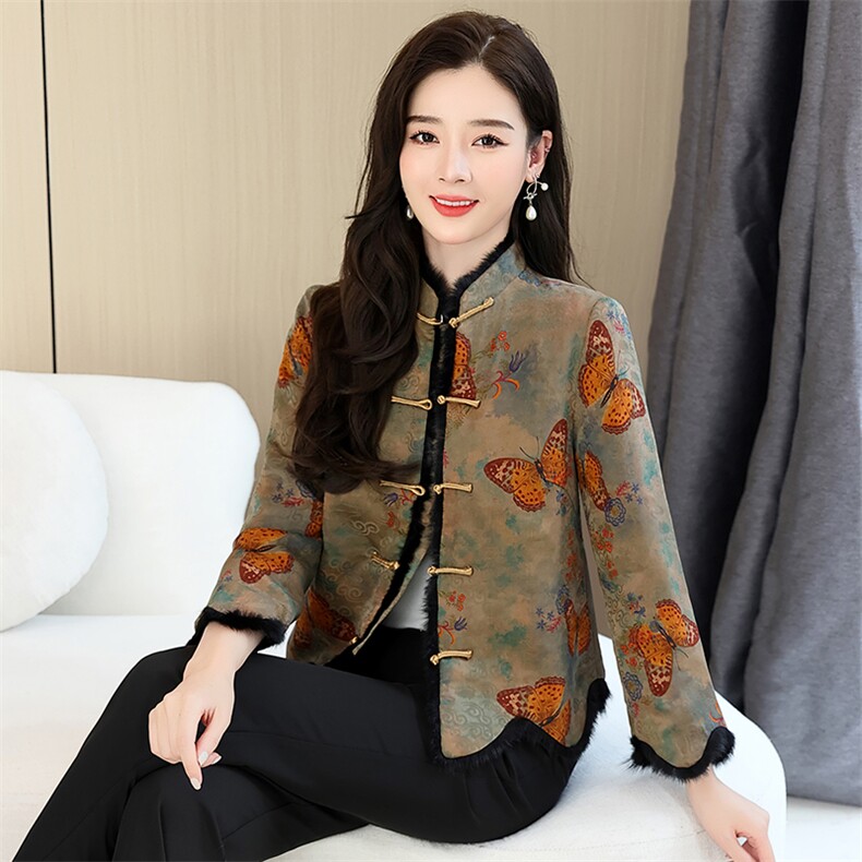 复古民族风棉袄女短款2023年冬季新款中国风唐装羽绒棉服盘扣棉衣,女装汉服/婚纱/旗袍/礼服,然然