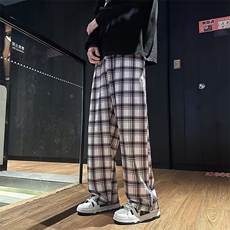 2024春季港风ins潮牌宽松长裤日系复古格子休闲裤男K7630-P40，男装休闲裤，星座512-3