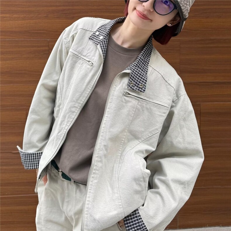 美式高街cleanfit短款古着牛仔外套男街头vibe哈灵顿工装夹克上衣，男装工装外套，星座1210-1