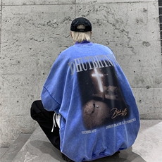 水洗做旧加绒加厚卫衣男2026冬高领十字架打底衫XZ514-2-X53-P78，男装T恤，星座514-2(原B239)