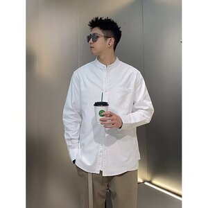 中山装秋款男衬衫立领单排扣新中式条纹衬衣大码S-4XLcs1200P55,服装搭配女装秋装白领图片