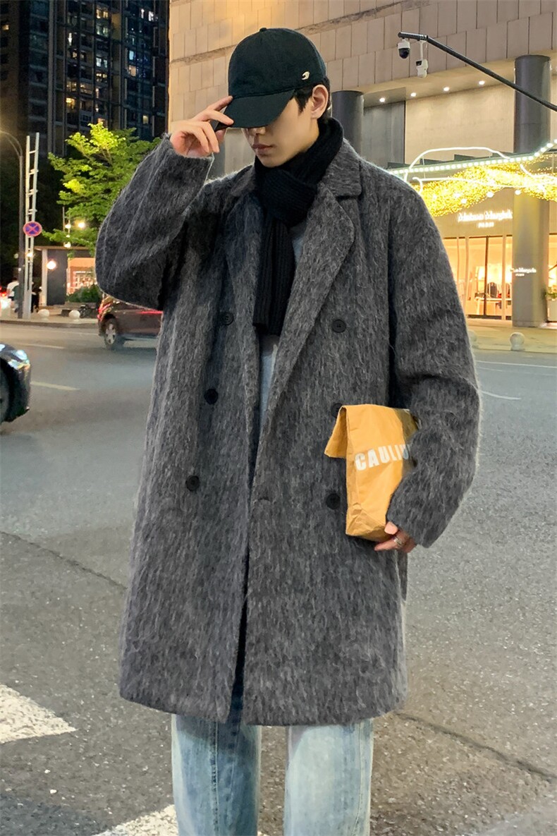 夜景二开中长款大衣防羊绒双排扣大衣男士外套A406JK2566P115,男装毛呢大衣,星座309（原A406）