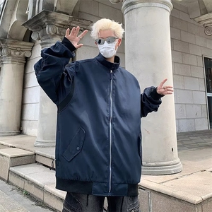 春秋复古拼接立领夹克男生潮牌衣服宽松学生休闲工装外套图片