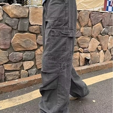 欧美复古中腰阔腿工装裤子男春秋冬新款辣妹设计感宽松直筒牛仔裤，男装牛仔裤，四季星座505