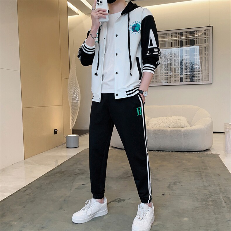 新款秋冬季卫衣棒球服连帽夹克男装青少年运动休闲套装DF316P70,男装休闲套装,电商A086