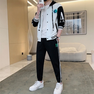 新款秋冬季卫衣棒球服连帽夹克男装青少年运动休闲套装DF316P70图片