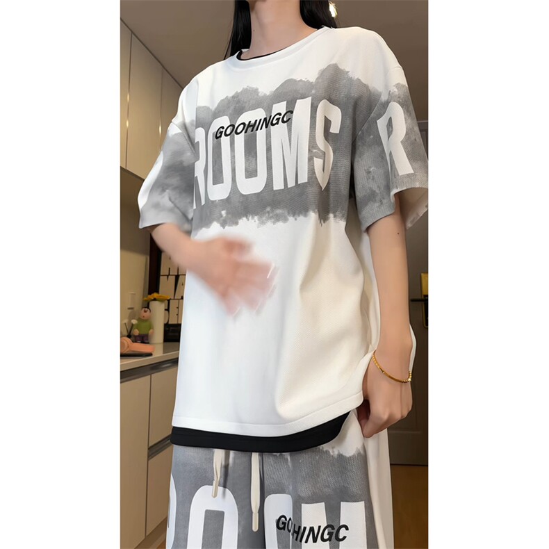 量大优供视频菠萝格套装短袖t恤男大码M-5XTX22-特P25,男装T恤,电商B325