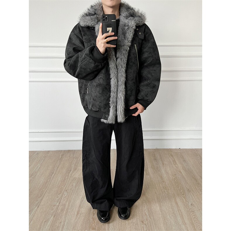 现货数据座山雕pu皮加绒荔枝纹棉衣外套MF09批115，男装皮衣，电商B210