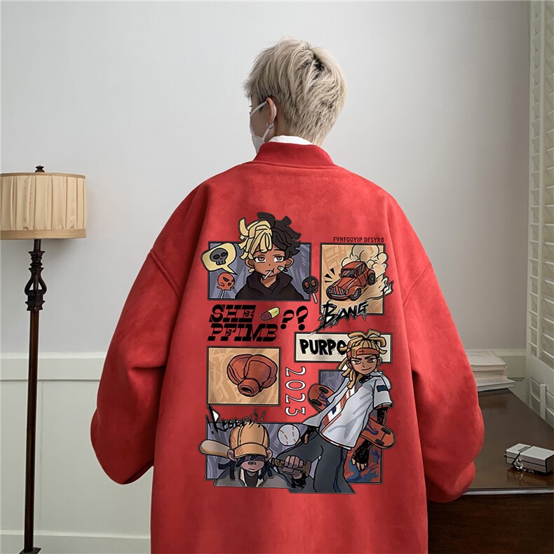 24春秋款美式复古麂皮绒飞行棒球服男女夹克外套JF3138-P80控108,男装夹克,电商B370