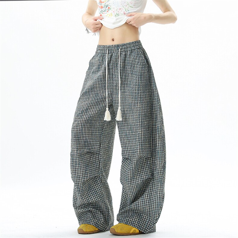 泡泡格子长裤冰丝凉快休闲裤弯刀裤02XZ211-1-K2548-P55,男装休闲裤,星座211-1