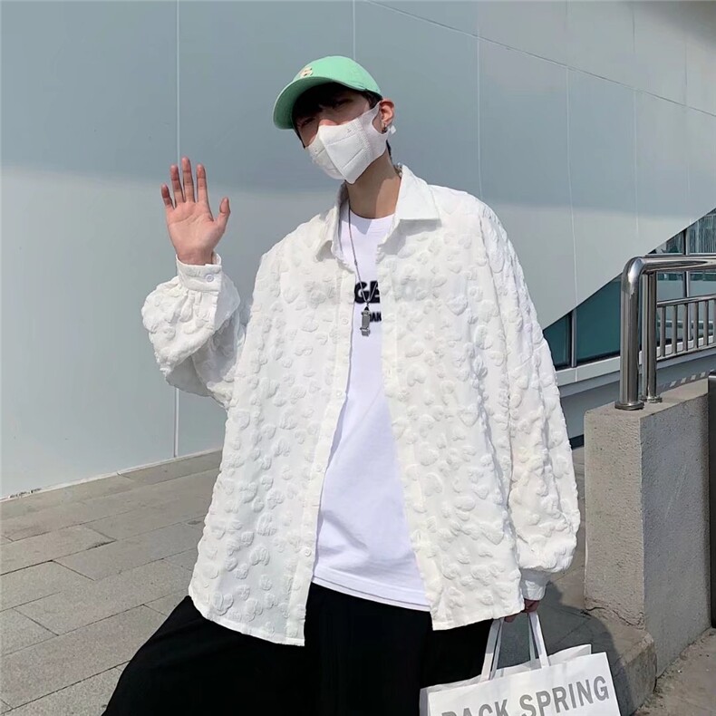长袖衬衫男港风日系春季韩版潮流帅气衬衣C048P40,男装衬衫,星座1116-2