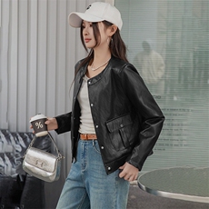 BAO款主推2025新款小个子宽松休闲秋冬气质洋气短款工装夹克上衣，女装皮衣，江南女神