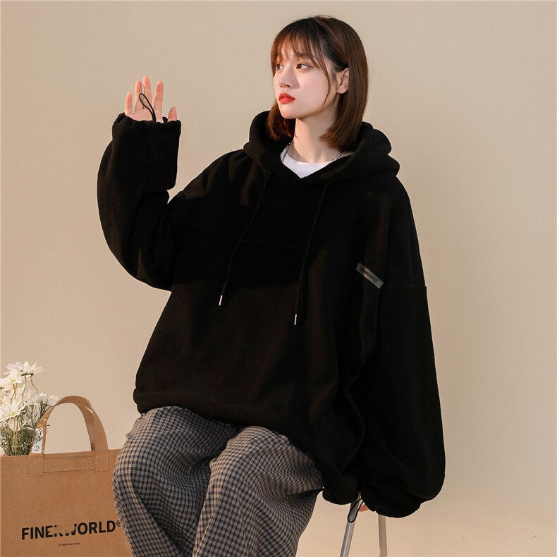 秋冬款温暖摇粒绒卫衣宽松慵懒连帽抽绳女装套头衫Q284-P60,男装卫衣,星座617A-6（原A405-1）