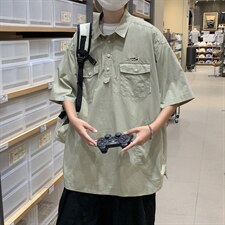 polo衫男短袖港风潮流百搭2023夏季新款ins宽松帅气衬衫W2934-P35，男装Polo衫，星座412-2