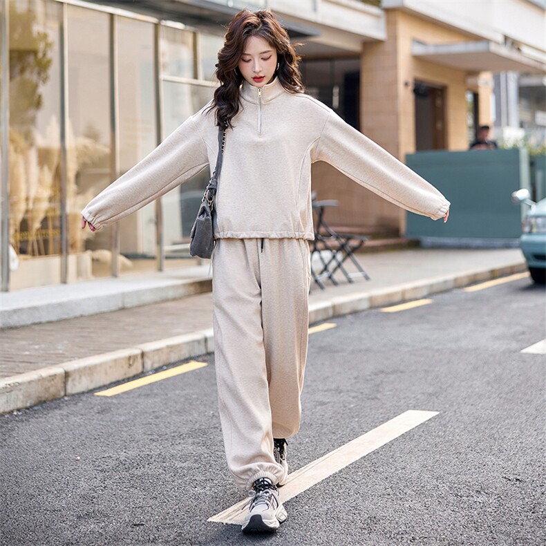 秋冬加绒小个子休闲运动套装女2025年一整套初冬穿搭高级感两件套,女装套装/套裙,凯瑟曼