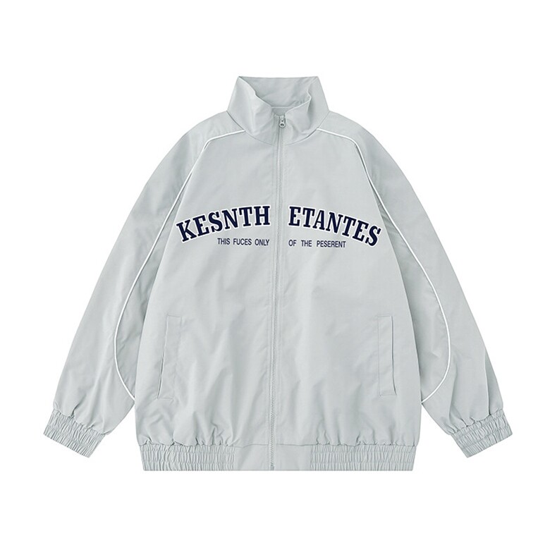 2025白底平铺宽松字母印花立领防水夹克F345P65控88，男装夹克，电商A247