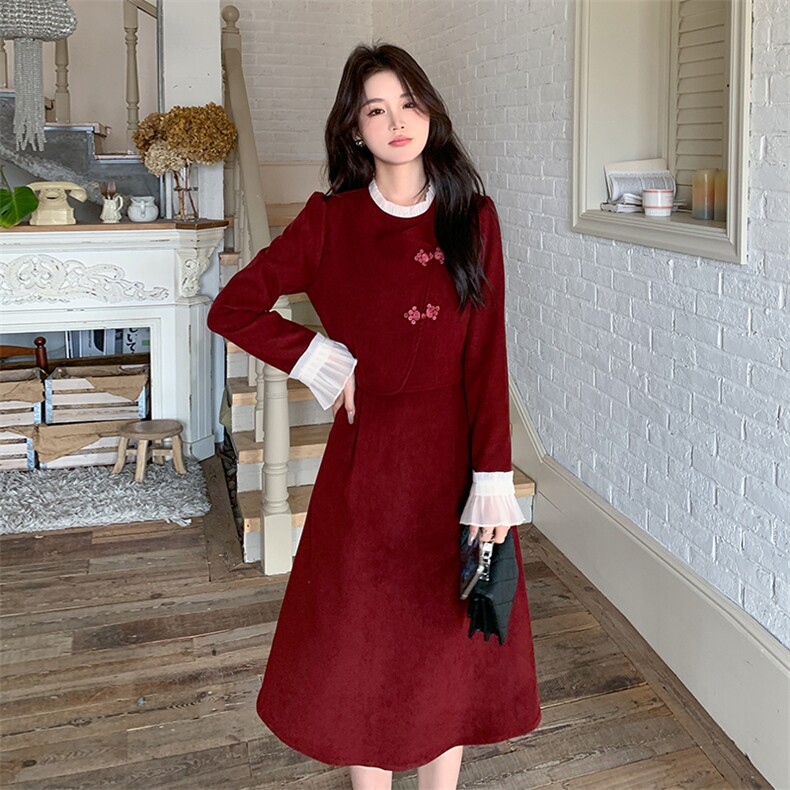 2024春装假两件长袖连衣裙浙宝B2楼239-P130-控185,女装连衣裙,姿衣轩