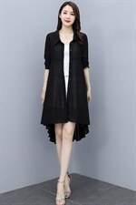 雪纺开衫长袖宽松大码披肩燕尾外搭防晒衣女修身空调衫上衣外套，女装蕾丝衫/雪纺衫，秀美人生