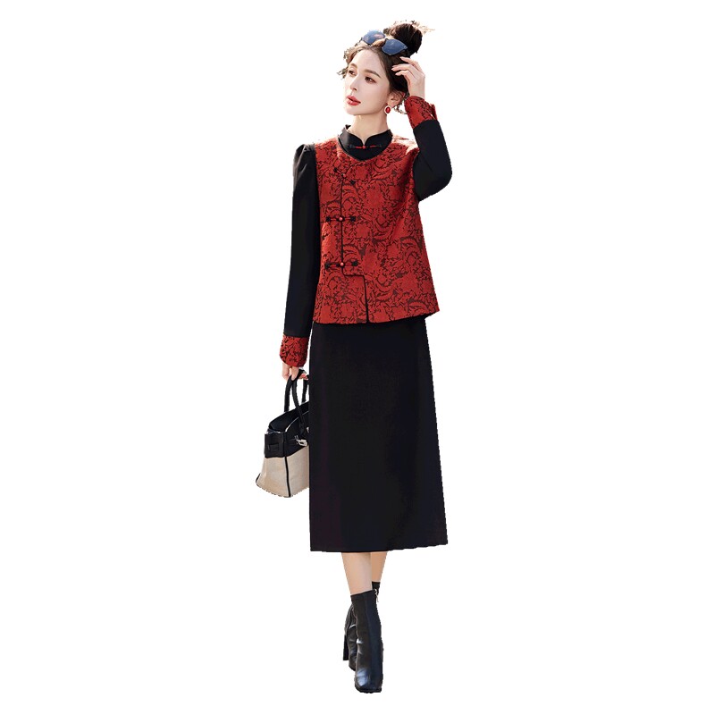 2026年春季新款女装时尚气质新中式套裙晚宴婚礼服两件套,女装套装/套裙,关键词