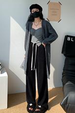 2023新款欧棉绒雪尼尔阔腿裤秋冬直筒加绒拖地裤休闲裤女，女装休闲裤，梦白服饰厂