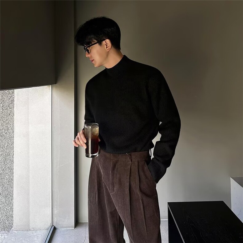 半高领毛衣男款秋冬成熟稳重男装针织衫内搭打底毛线衣L16555-P53,男装T恤,星座1008