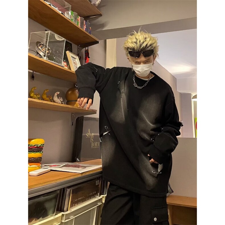 网络图现货！cleanfit回形针晕染卫衣设计感高街风外套RW103-P55,男装卫衣,星座1005-6