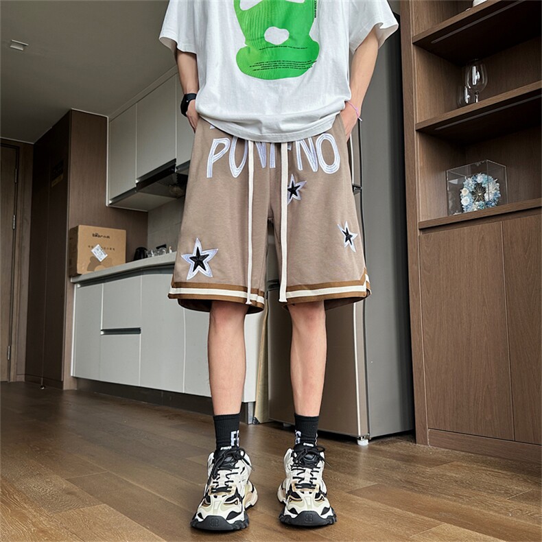 美式高街运动短裤男韩版字母刺绣篮球裤2023夏季五分裤K4322-P34,男装休闲裤,星座412-3