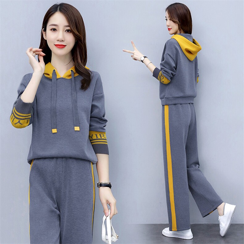 时尚休闲运动卫衣套装女春装2025年春装新款阔腿裤洋气减龄两件套,女装套装/套裙,梦依杭