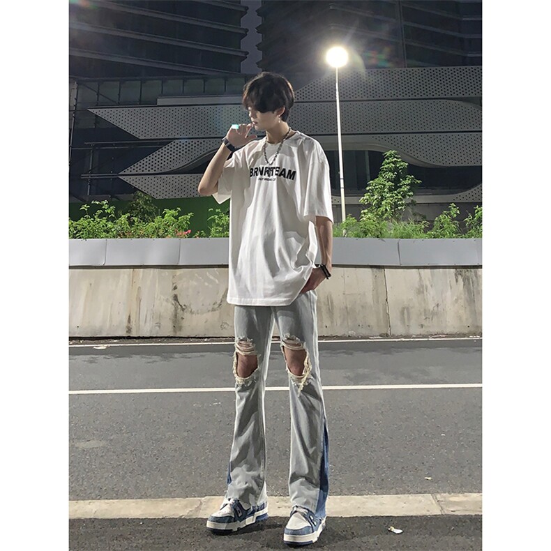 美式高街ins小众破洞牛仔裤货号K751P60,男装牛仔裤,电商A063