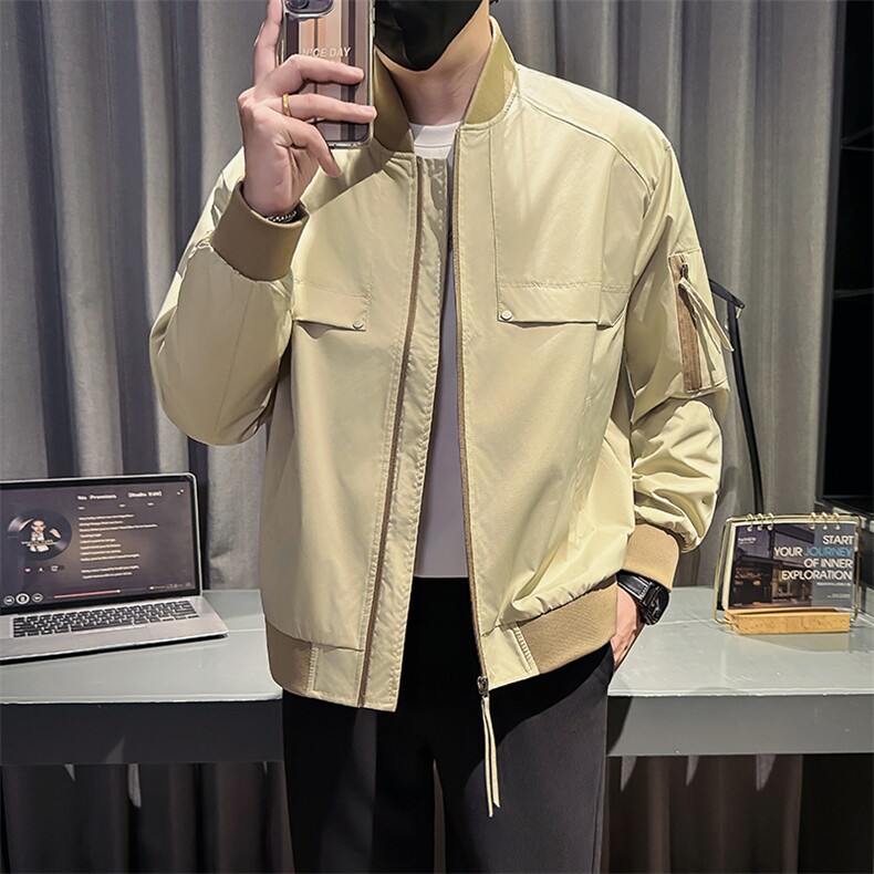 新款社会小伙秋装男时尚工装夹克男店主外套JK801-P78 控128 卡其图片