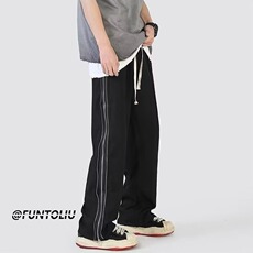 重磅美式复古宽松直筒休闲裤男春秋款潮牌休闲裤XH91-P49，男装休闲裤，星座208-5