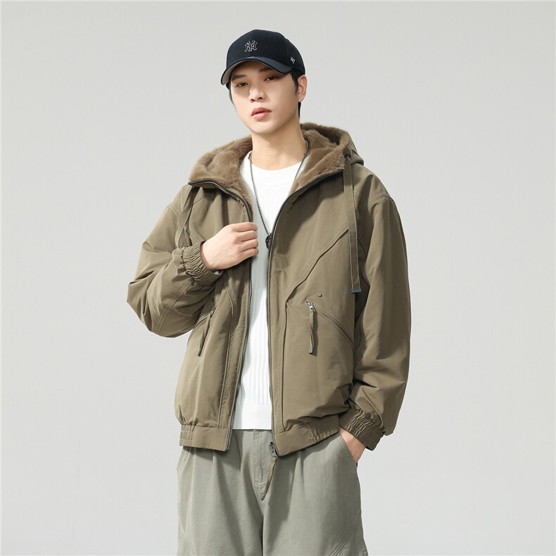 双面穿座山雕棉服连帽加绒情侣外套一件过冬原创双色银狐绒保暖,男装棉衣,电商D215