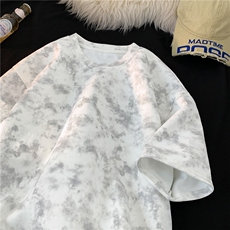 脏脏泼墨扎染圆领短袖T恤宽松大版型落肩光板ZT01-P20限38，男装T恤，电商B219A