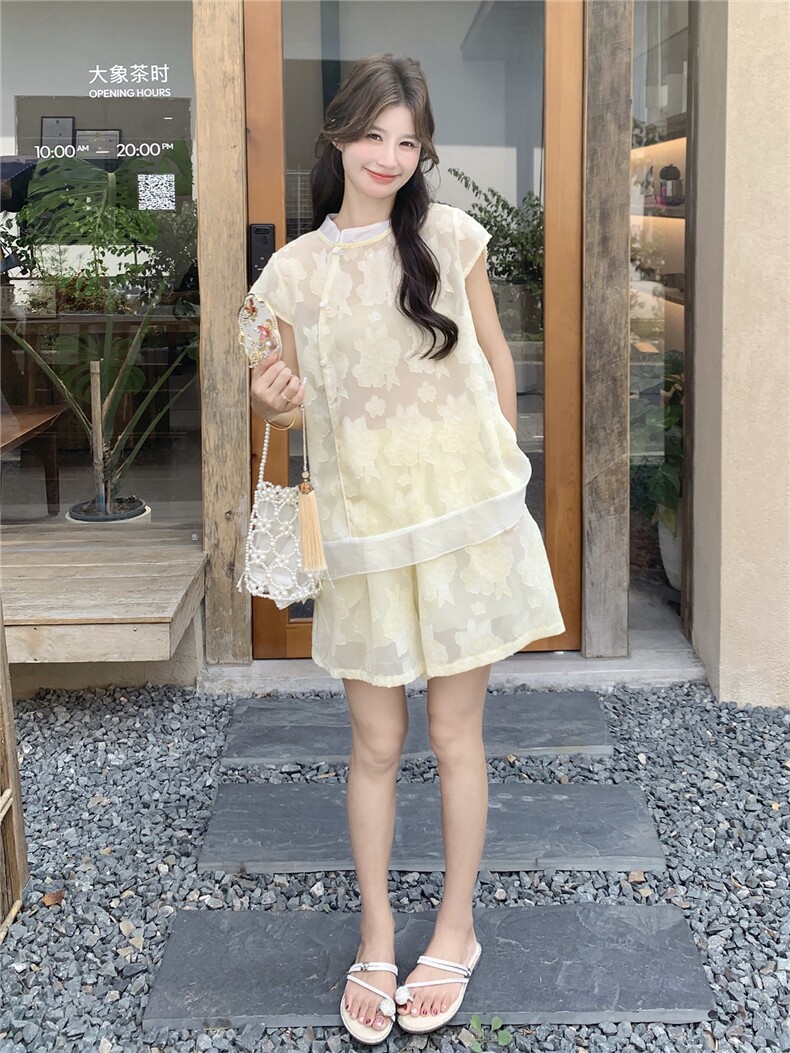 《现货好数据》26夏新中式提花短裤套装女RF2B153-7019-P155-K248,女装套装/套裙,时尚风爆