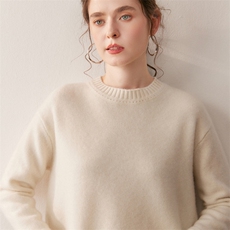 2025竖条镂空圆领针织衫百搭时尚，女装针织衫/毛衣，朵沐纯羊绒