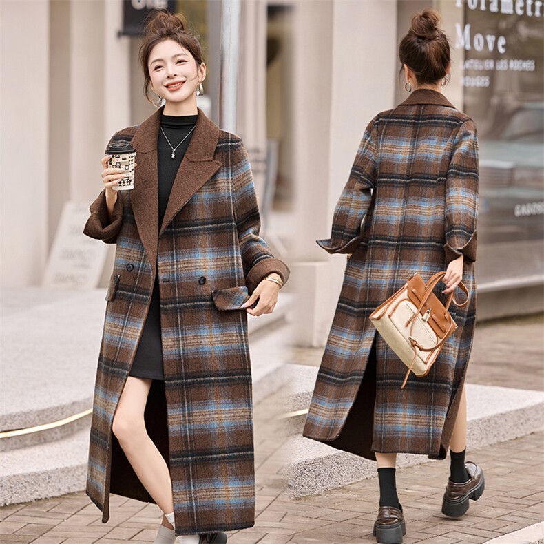 2025年秋季格子羊绒大气双面羊绒女新款【现货】，女装双面呢大衣，橙子家