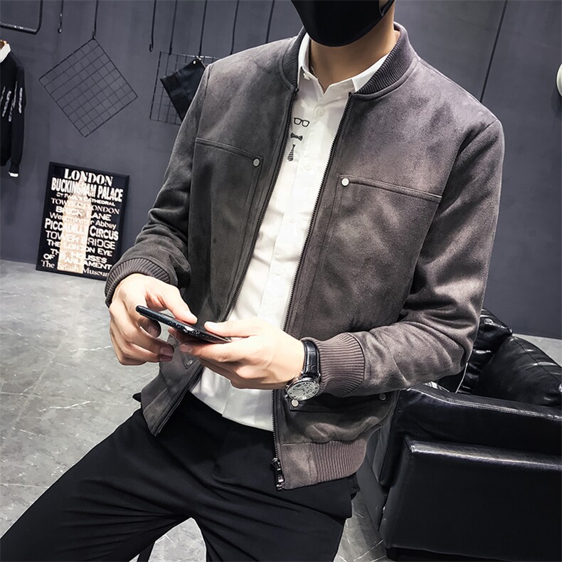 2020新秋冬店主风麂皮绒铆钉修身夹克外套C301-JK61-P115,男装夹克,电商C301