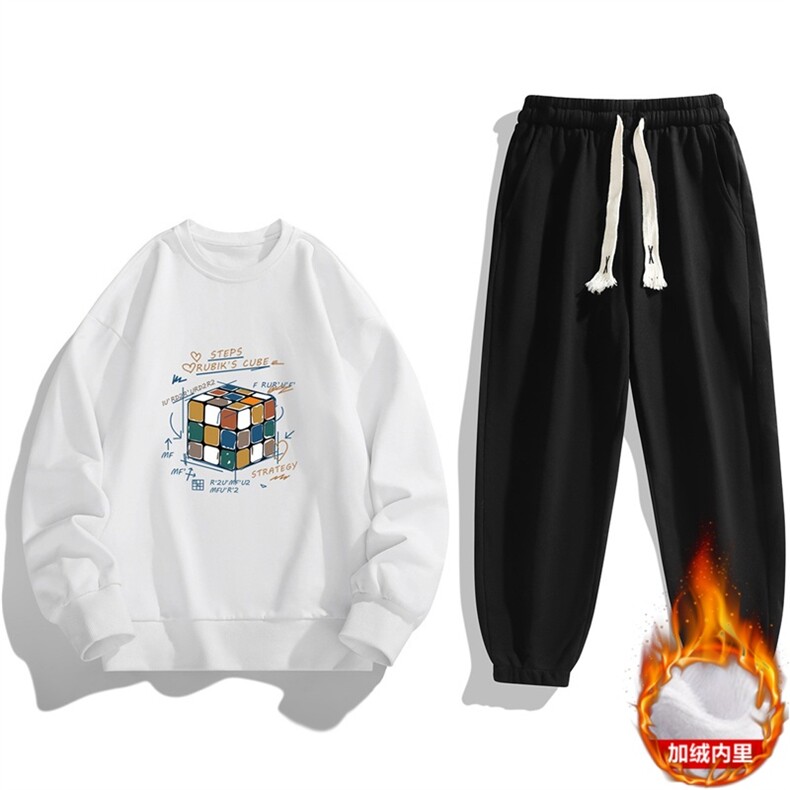 外贸大码2025冬装新款男士青年潮牌印花圆领卫衣套装JR8128-P37,男装卫衣,星座1816-2（原1210–2）