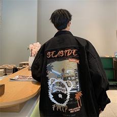 水洗牛仔外套男款春季痞帅上衣服大码宽松休闲工装夹克JK1018-P68，男装工装外套，星座1103-3