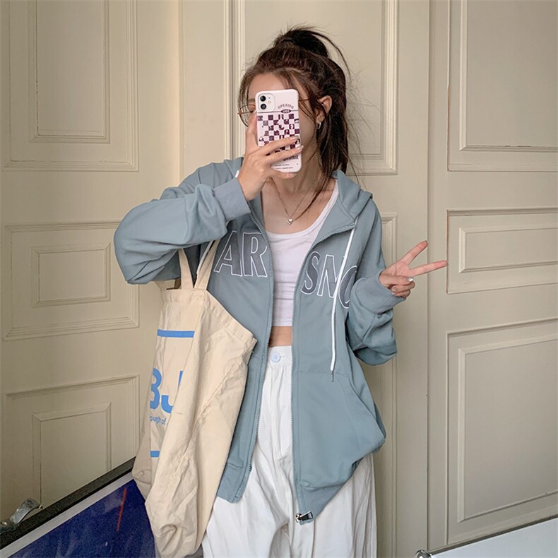 320克加绒大码宽松立领拉链卫衣女长袖oversize外套女E637-P60,女装短外套,星座911-2(原星座613-2）