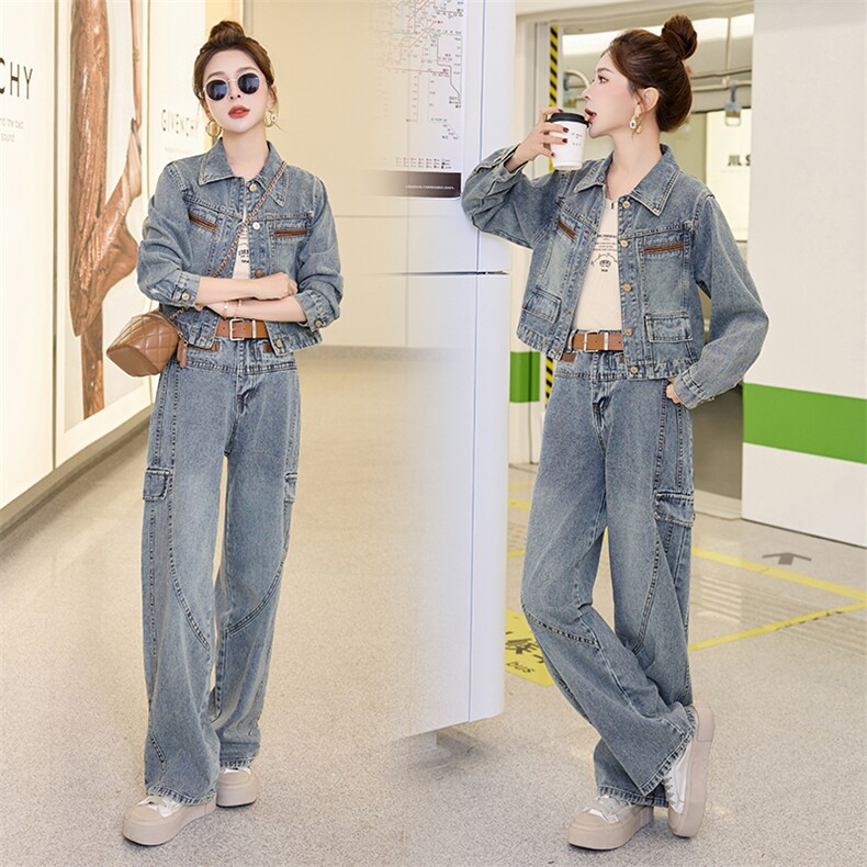 牛仔外套女洋气减龄显瘦春秋装2025新款轻熟风时尚气质两件套套装图片