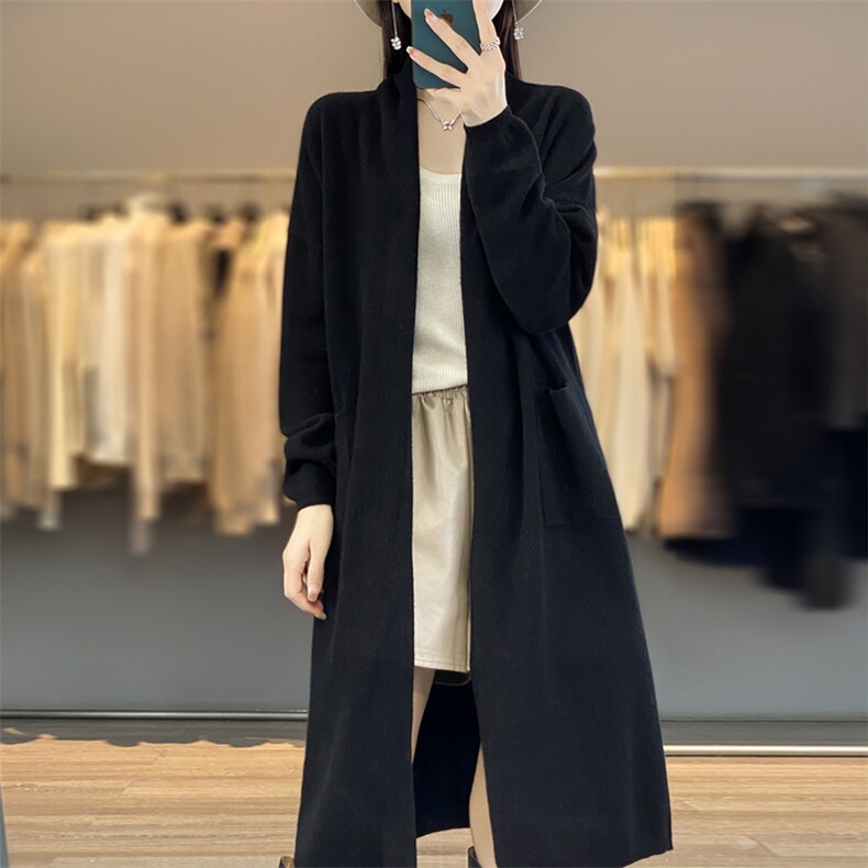 2025年秋季新款百搭羊毛长款开衫,女装羊毛衫,新胜羊绒